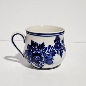 Authentic Delft Blue Hand-Painted Mug - Traditional Dutch Pottery, Collectible